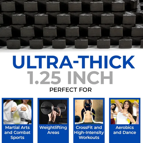 Miniatura 7 de Tapete de ejercicio de rompecabezas de 1.25 pulgadas, azulejos de espuma EVA entrelazados para gimnasio en casa, tapete para equipo de entrenamiento