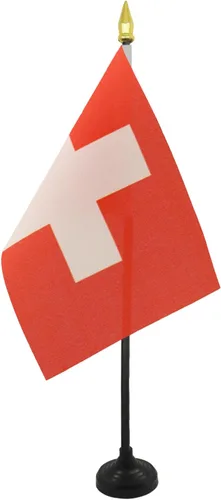 Miniatura 22 de AZ FLAG Bandera de mesa de Albania de 4 x 6 pulgadas - Bandera de escritorio albanesa 5.9 x 3.9 in - Tapa de lanza dorada