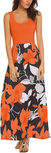 Miniatura 2 de BLUETIME - Vestido largo de verano, sin mangas, con estampado floral, estilo bohemio, para mujer (S-3XL)