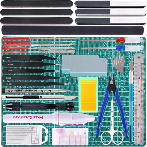 Miniatura 9 de Kit de herramientas Gundam de 18 piezas, Gundam Modeler, juego de herramientas básicas con caja de plástico, herramientas Gunpla para construcción
