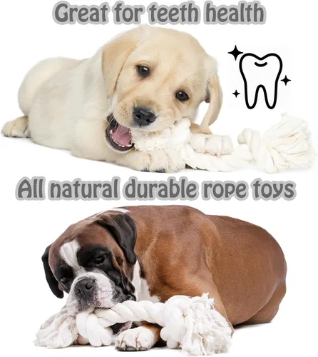 Miniatura 6 de Barida Pet Supplies - Cuerda de algodón 100% natural para perros, juguetes masticables de algodón blanco de primera calidad, cuerdas masticables