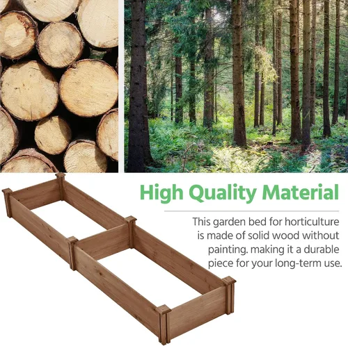 Miniatura 9 de Yaheetech Cama de jardín elevada de madera para horticultura de 8 x 2 pies, caja de plantación elevada divisible para flores/vegetales en patio