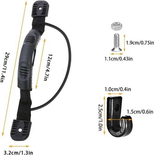 Miniatura 2 de 2 manijas de montaje lateral de canoa para kayaks con accesorios de soporte de paleta de cuerda elástica + 2 ganchos en J con kit de herramientas