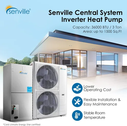 Miniatura 2 de Senville Sistema Split de Bomba de Calor de Aire Acondicionado Central de 3 Toneladas, 36,000 BTU, Inversor, Velocidad Variable, 208/230V