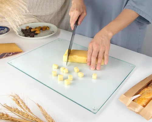 Miniatura 8 de Tabla de cortar de vidrio Kitchenville 16"x12": Protector de encimera de vidrio templado para cocina - Duradero - Resistente a los arañazos, a