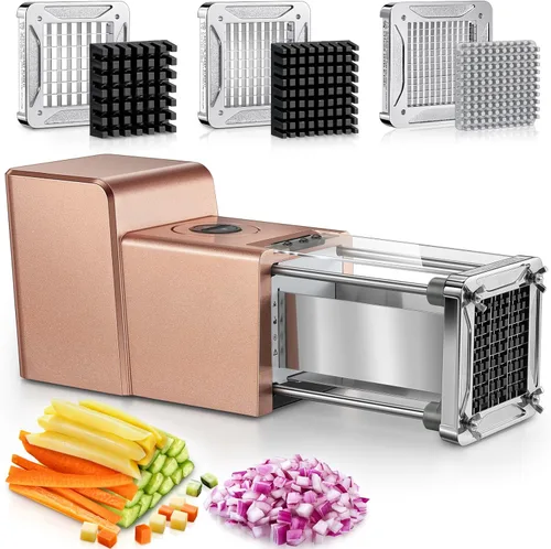 Miniatura 10 de Sopito - Cortadora eléctrica de papas fritas con cuchillas de acero inoxidable de 3 cuchillas 1/4 3/8 1/2 pulgada para papas, zanahorias, cebollas