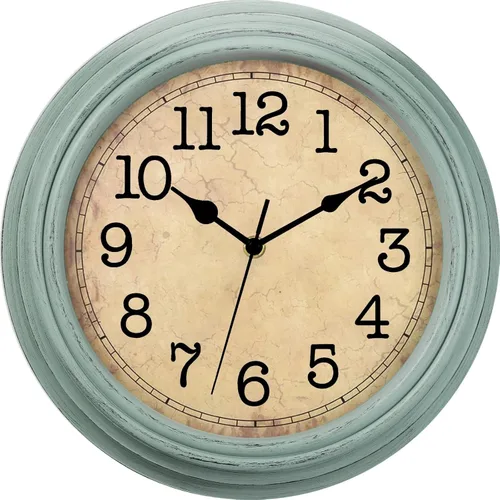 Miniatura 14 de Reloj de pared, reloj clásico silencioso de bronce, funciona con pilas, decorativo para sala de estar, dormitorio, cocina, oficina (16 pulgadas)
