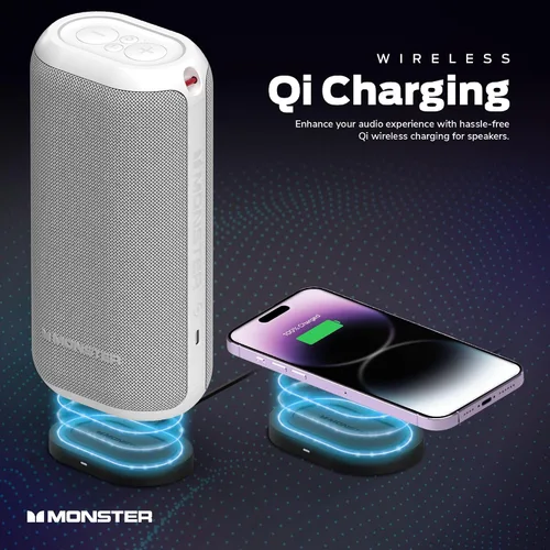 Miniatura 2 de Monster DNA Max - Altavoz Bluetooth portátil, altavoz portátil con sonido de 360 graves y almohadilla de carga inalámbrica certificada Qi de 10 W