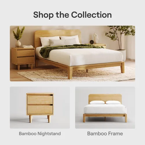 Miniatura 8 de Nectar Base de cama y cabecera de plataforma de bambú, natural, tamaño King, patas de soporte central flotantes, altura de 12 pulgadas, fácil