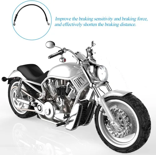 Miniatura 7 de Línea de freno de motocicleta, tubo de aceite de embrague hidráulico universal de 15.75 pulgadas, accesorios trenzados de acero inoxidable