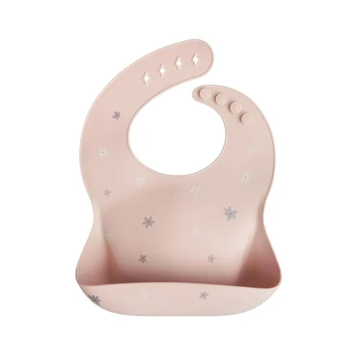 Mushie - Babero de silicón para bebé, ajustable y resistente al agua (margarita)