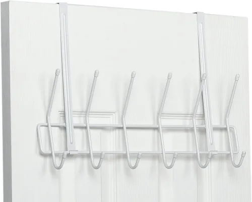 Miniatura 14 de ClosetMaid Barra de valet colgante para instalación en pared o puerta, accesorios incluidos, diseño plegable, acero duradero, color blanco