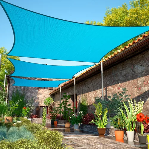 ShadeMart Vela de Sombra Solar de 10' x 16' Color Turquesa UPF50 Toldo Rectangular de Tela Pantalla smTAPR1016, Permeable al Agua y Aire y