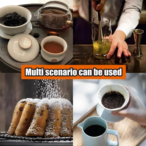 Miniatura 5 de Colador de malla fina negra – Tamiz de mano de acero inoxidable 304, filtro de cocina pequeño para hornear, té y cóctel (8.3 pulgadas)