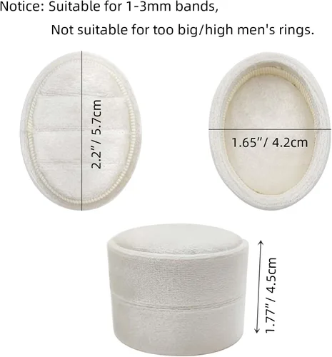 Miniatura 6 de Caja de anillos de terciopelo ovalada de 3 ranuras - Caja premium para anillos de boda de tres ranuras, organizador de joyería vintage hecho a mano