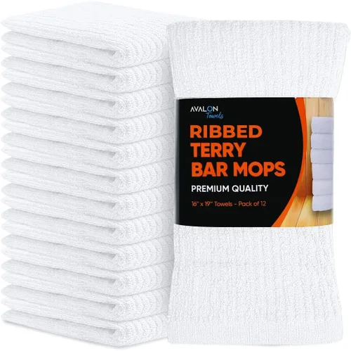 Miniatura 9 de Avalon Towels Toallas de trapeador de barra acanaladas (paquete de 60) de 16 x 19 pulgadas, absorbentes y duraderas, trapos de limpieza multiusos