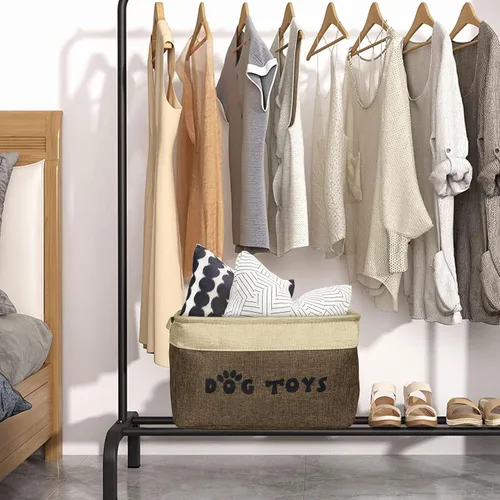Miniatura 5 de PET ARTIST Cesta de juguetes para perros, caja plegable para juguetes para perros con asas cómodas, organizador grande de almacenamiento de juguetes