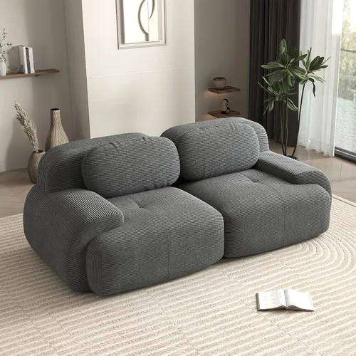 Miniatura 57 de Sofá biplaza moderno de 80 pulgadas para sala de estar, sofá de pana en forma de nube con asiento profundo, sofá modular negro, sofás de dos plazas