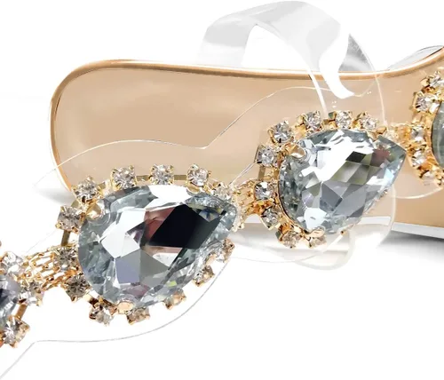 Miniatura 4 de Sandalias brillantes transparentes con tacón grueso y puntera abierta para mujer