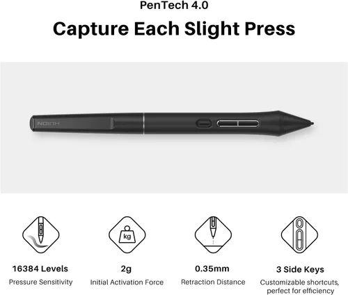 Miniatura 4 de HUION KAMVAS 16 (Gen 3) - Tableta de dibujo con pantalla, tableta gráfica QHD de 15.8 pulgadas 2.5K con vidrio laminado completo antideslumbrante