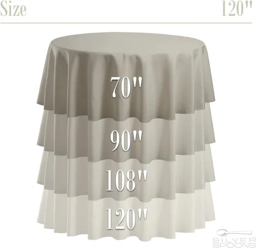 Miniatura 6 de Mantel redondo marfil Poliéster lavable Resistente a las arrugas 120 pulgadas Mantel de mesa de alta calidad para vacaciones, bodas, fiestas