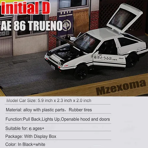 Miniatura 6 de Initial D Trueno AE86 Modelo de Coche de Aleación Fundida a Presión, Juguetes de Coches Deportivos para Niños y Adultos, Vehículos de Juguete