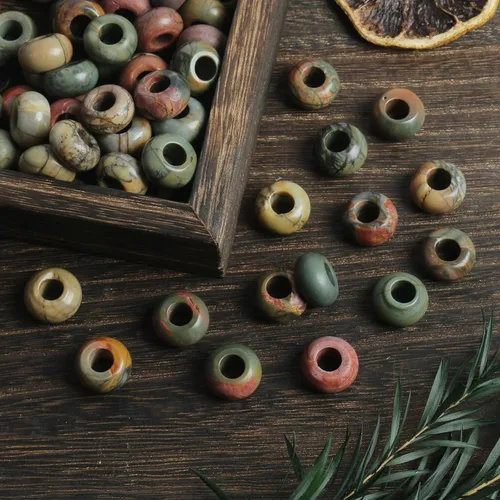 Miniatura 2 de 20 cuentas de jade Rondelle Picasso de piedra suelta de agujero grande para cristales y piedras curativas para hacer joyas Multicolor Picasso Jade