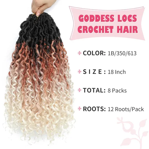 Miniatura 99 de Alicoco Goddess Locs Cabello de Ganchillo 12 Pulgadas 8 Paquetes Rastas Sintéticas de Ganchillo Para Mujeres Rastas Suaves Boho Pre-enrolladas River