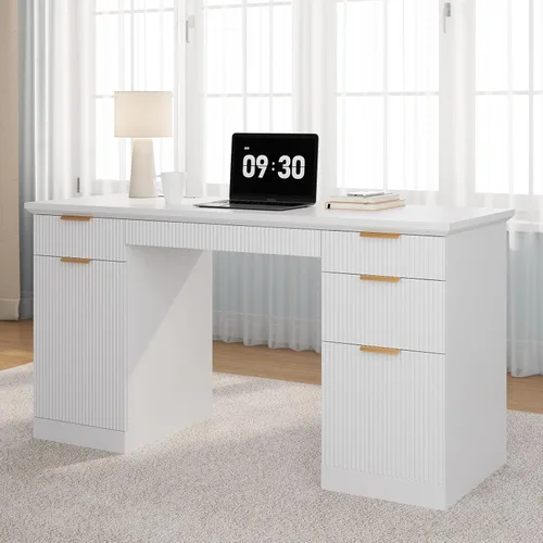 Miniatura 12 de FURSUN Escritorio ejecutivo moderno de 58 pulgadas con almacenamiento, escritorio de oficina en casa con cajón y gabinete, escritorio de madera