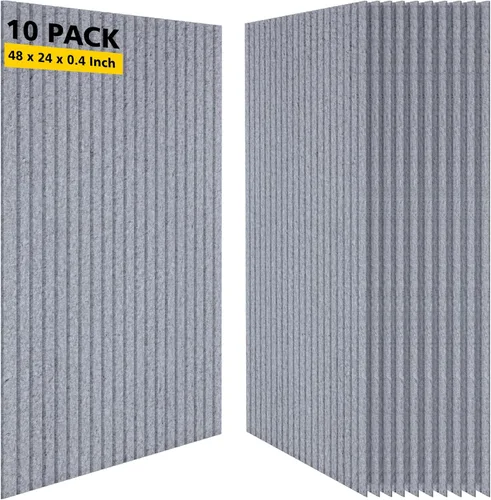 Paneles acústicos, paquete de 10 paneles de sonido que reducen el ruido para paredes, paneles de pared insonorizados de 48"x24"x0.4", paneles de