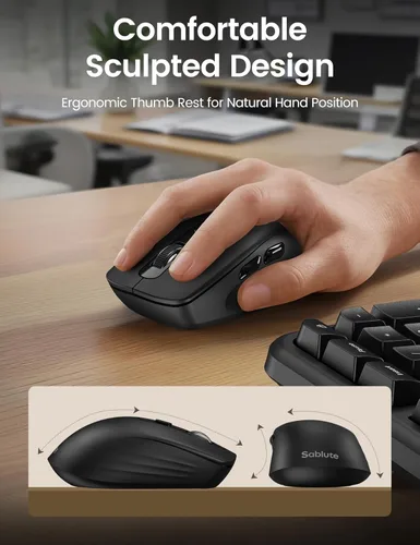 Miniatura 8 de Combo de teclado y mouse inalámbricos ergonómicos, 2.4G de tamaño completo con teclado de onda y reposa muñeca acolchado, escritura natural, mouse