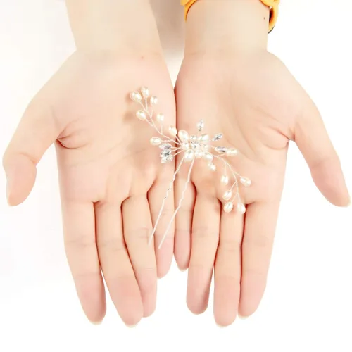 Miniatura 3 de Syhood 4 horquillas para el pelo de novia de cristal de perlas con diamantes de imitación, horquillas para el pelo de boda, accesorios de graduación