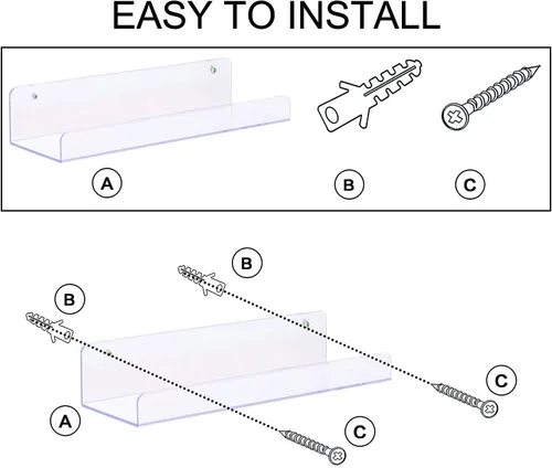 Miniatura 7 de Sooyee Estantes acrílicos, paquete de 4 estantes flotantes montados en pared de 15 pulgadas, vitrina Funko Pop, estante invisible para libros