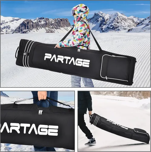 Miniatura 6 de Partage Bolsa de snowboard con ruedas, bolsa de snowboard para viajes aéreos, longitud ajustable hasta 66.9 in, Oxford resistente al agua 600D