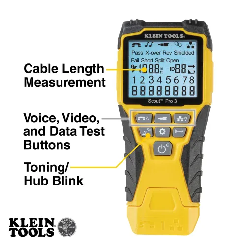 Miniatura 2 de Klein Tools VDV001819 Juego de herramientas, juego de prueba de instalación de cables con engarzadores, comprobador de cables Scout Pro 3