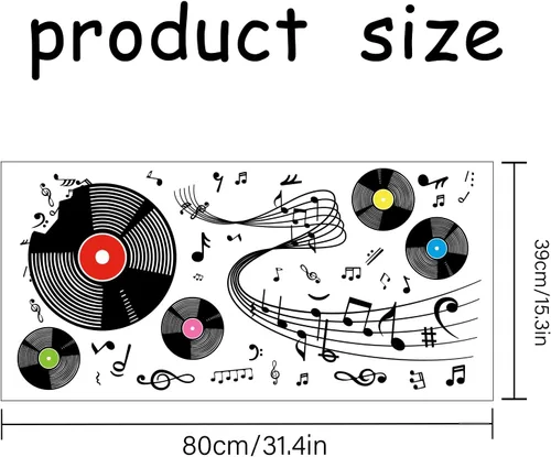 Miniatura 2 de OLYCRAFT Calcomanías de pared de notas musicales, calcomanías de pared creativas extraíbles, notas musicales, vinilo mural para estudio de música