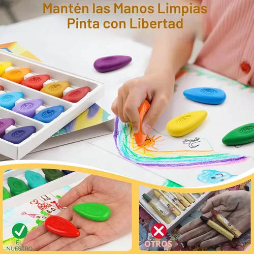 Miniatura 6 de Four Candies - Crayones para niños pequeños, no tóxicos, lavables, irrompibles y fáciles de agarrar, perfectos para manos pequeñas, colorantes y 24