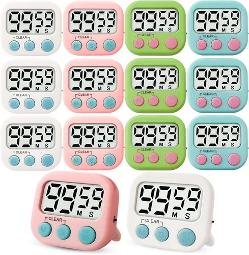 Miniatura 8 de Temporizador digital de 2 piezas para niños, temporizador de cocina magnético de cuenta regresiva, temporizadores de alarma fuertes mejorados