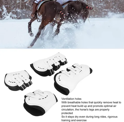 Miniatura 8 de Zerodis 4 botas de caballo, botas de tendón de caballo con frente abierto, botas ajustables y ligeras para pierna de caballo con correas de hebilla