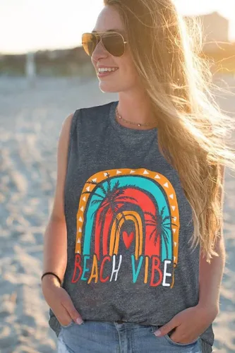 Miniatura 2 de Camisetas sin mangas para mujer, camisetas de verano sin mangas, casuales, holgadas, blusas tipo túnica