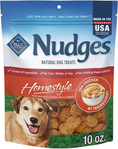 Blue Buffalo Nudges Homestyle - Golosinas naturales para perros hechas con pollo real, fabricadas en los Estados Unidos, pollo, bolsa de 10 onzas