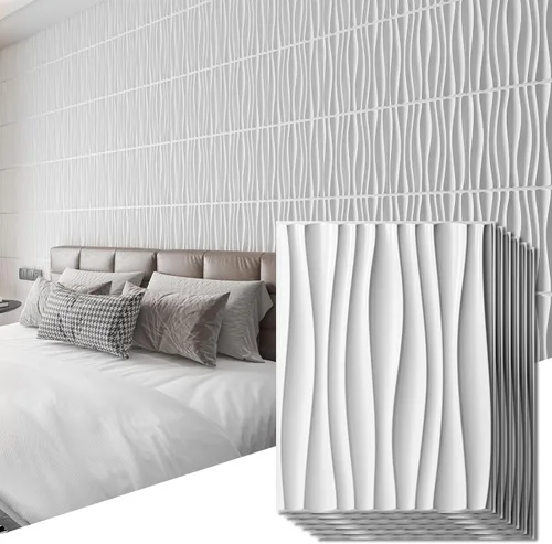 Miniatura 10 de Art3d - 24 paquetes de paneles de pared 3D para decoración interior del hogar, paneles de acento de pared texturizados ondulados de PVC para sala