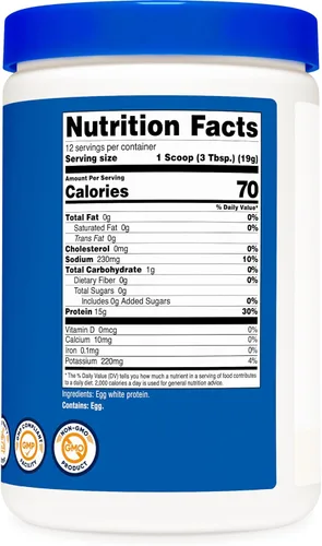 Miniatura 5 de Nutricost Proteína de clara de huevo en polvo de 8 onzas (sin sabor), sin OMG, sin gluten