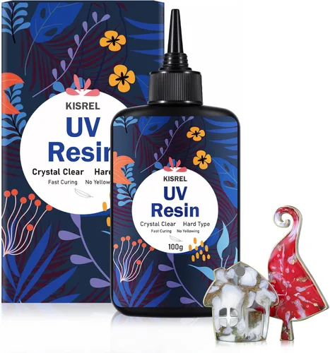 KISREL Resina UV de 3.53 oz – Kit de resina UV mejorado, tipo duro, transparente, curado ultravioleta, resina epoxi UV para manualidades de joyería