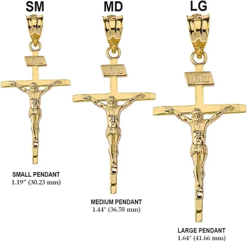 Miniatura 2 de Claddagh Gold Colgante de cruz de crucifijo católico de Jesucristo en INRI (mediano: 1.44 pulgadas)