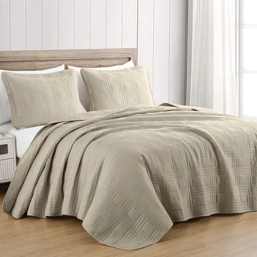 Miniatura 19 de Chezmoi Collection Kingston Juego de Colcha Tamaño King, 3 Piezas Gris Colcha Acolchada de Microfibra Ligera de Gran Tamaño Cubrecama (118"x106")