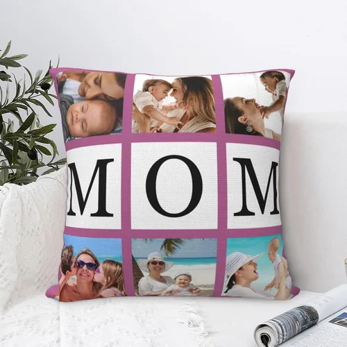 Miniatura 4 de Funda de almohada personalizada con fotos con collage de Best Mom Ever, funda de cojín personalizada para el día de la madre, aniversario, boda, 6