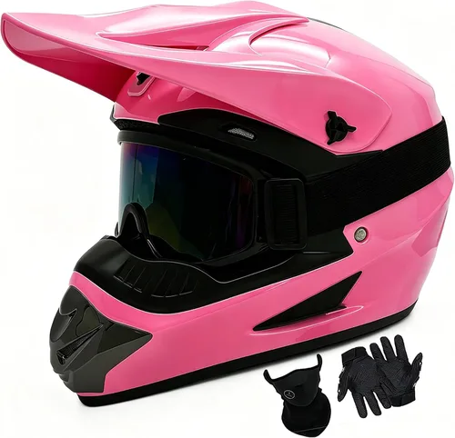 Miniatura 18 de Cascos de motocross para jóvenes, aprobados por DOT, motocross, ATV, todoterreno, cuatro ruedas, cascos de motocicleta BMX con gafas, guantes