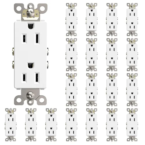 Miniatura 21 de ThunderWay Toma de corriente decoradora con placa de pared, toma eléctrica no resistente a manipulaciones, 15 amperios/125 V, autoconectada