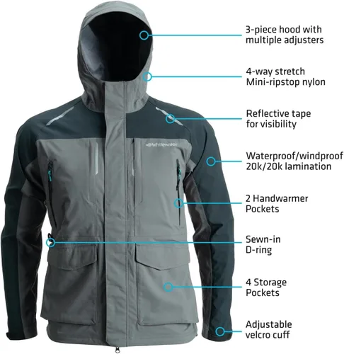 Miniatura 4 de Whitewater Great Lakes - Chaqueta de pesca impermeable y resistente al viento con nailon Ripstop